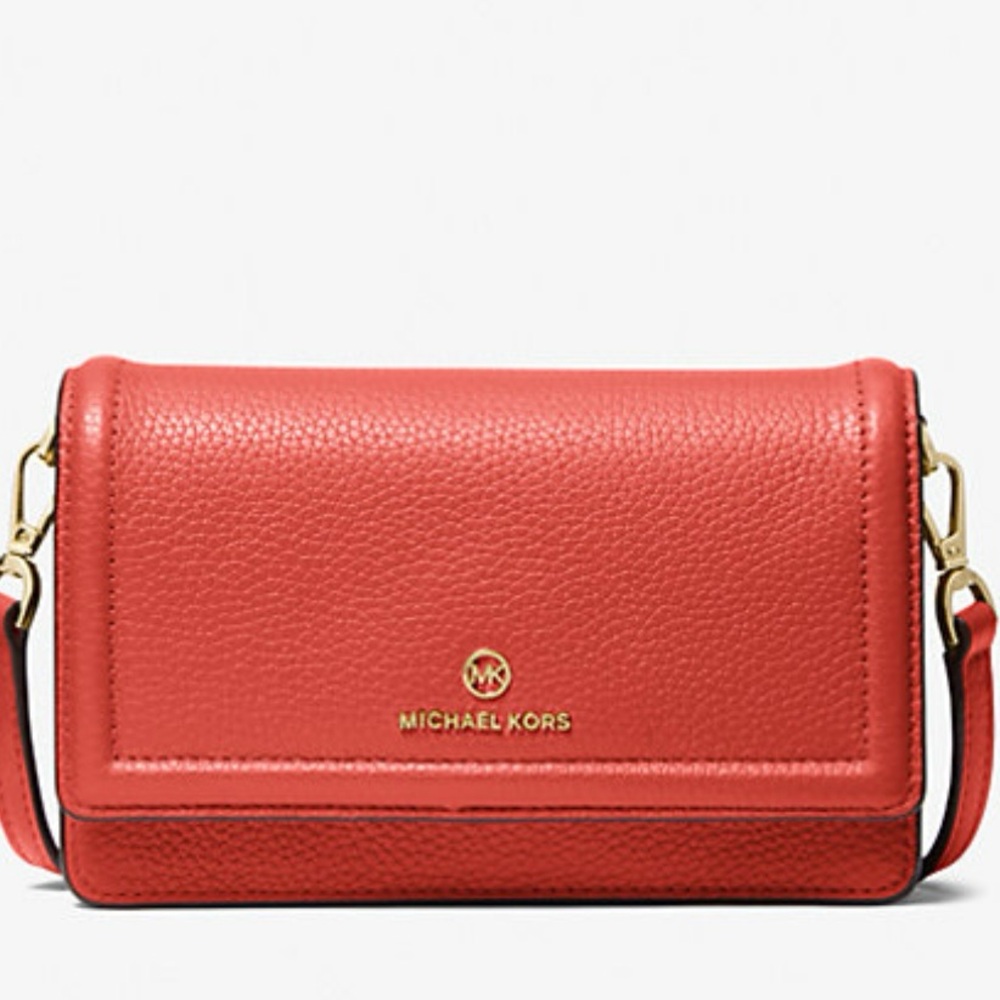 Michael Kors Red/Orange Jet Set Charm Leather Phone Crossbody